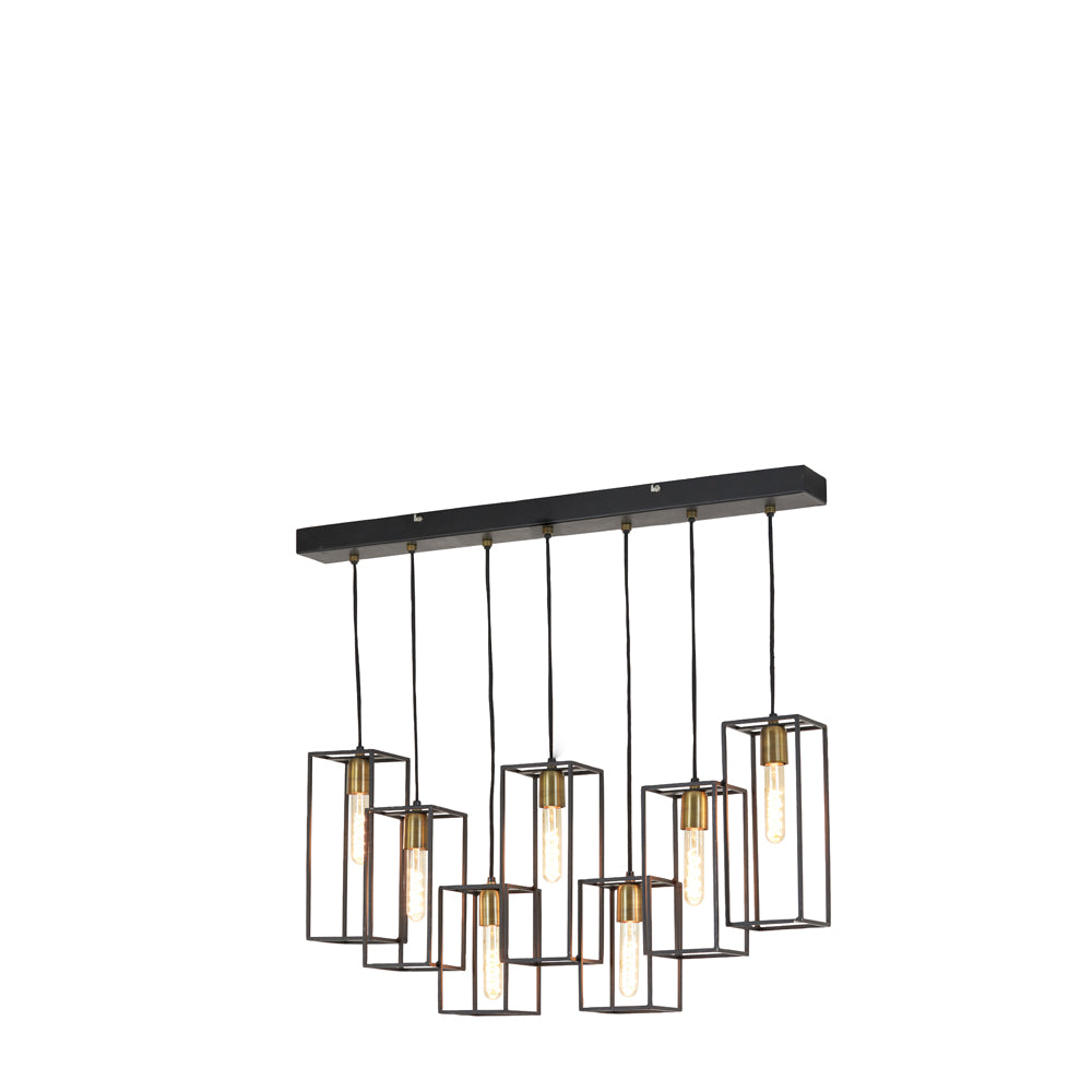 Light & Living Marley 7 Lamp Pendant Matt Black And Antique Bronze