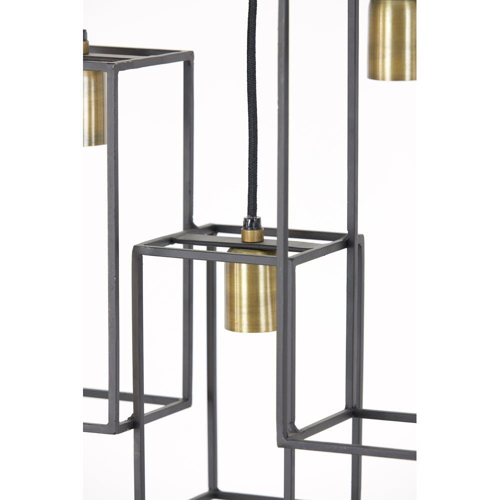 Light & Living Marley 7 Lamp Pendant Matt Black And Antique Bronze