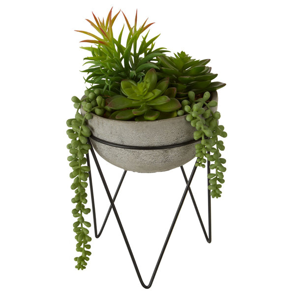  Premier-Olivia's Freda Planter Succulent Mixed With Metal Stand-Green 709 