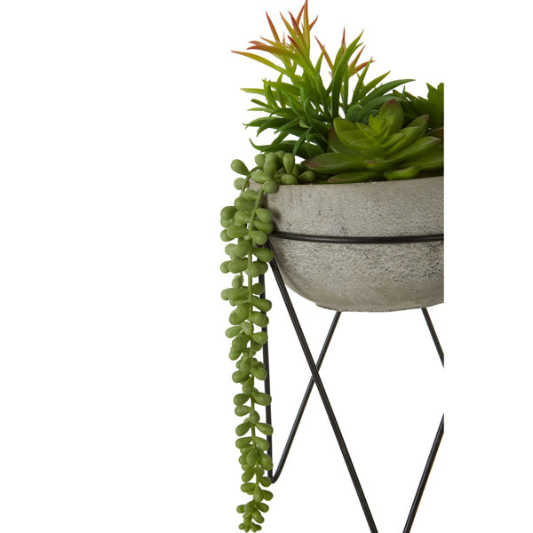  Premier-Olivia's Freda Planter Succulent Mixed With Metal Stand-Green 477 