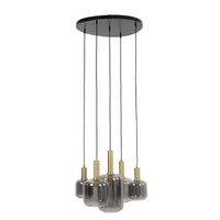 Light & Living Lekar 5 Lamp Pendant Antique Bronze And Smoked Glass