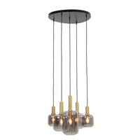 Light & Living Lekar 5 Lamp Pendant Antique Bronze And Smoked Glass