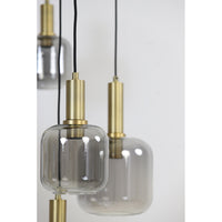 Light & Living Lekar 5 Lamp Pendant Antique Bronze And Smoked Glass