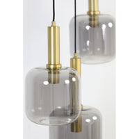 Light & Living Lekar 5 Lamp Pendant Antique Bronze And Smoked Glass