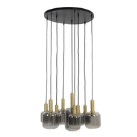 Light & Living Lekar 9 Lamp Pendant Antique Bronze And Smoked Glass