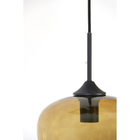 Light & Living Mayson Pendant Matt Black And Glass Brown