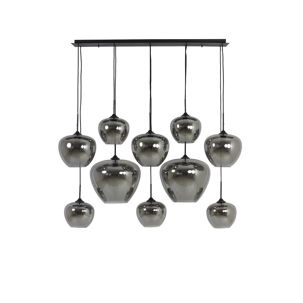 Light & Living Mayson Pendant Matt Black And Glass Smoked