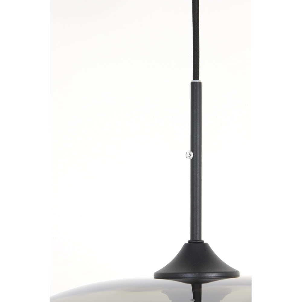 Light & Living Mayson Pendant Matt Black And Glass Smoked