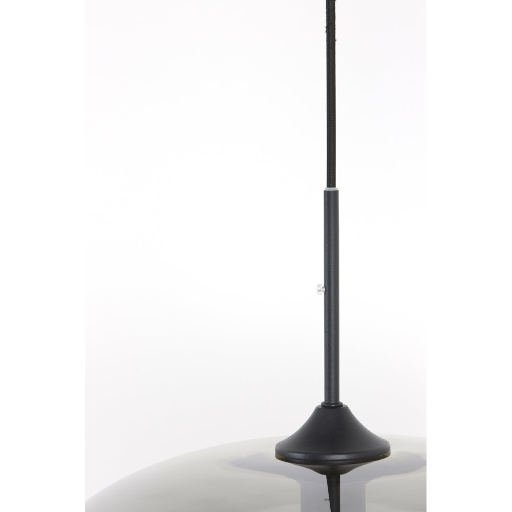 Light & Living Mayson Pendant Matt Black And Glass Smoked