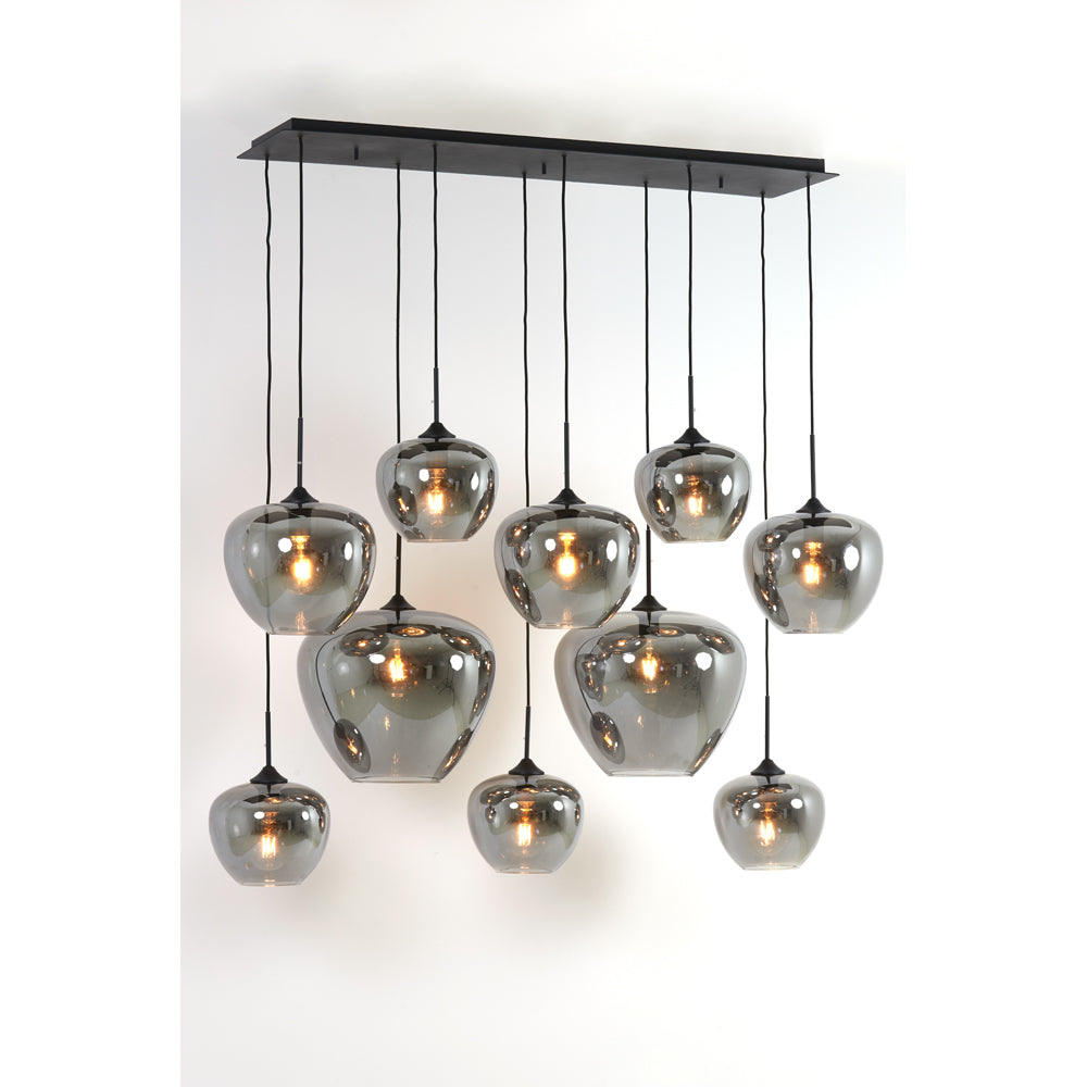 Light & Living Mayson Pendant Matt Black And Glass Smoked