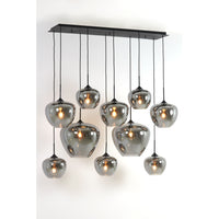 Light & Living Mayson Pendant Matt Black And Glass Smoked