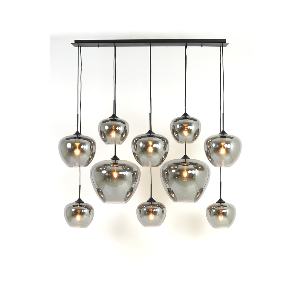 Light & Living Mayson Pendant Matt Black And Glass Smoked