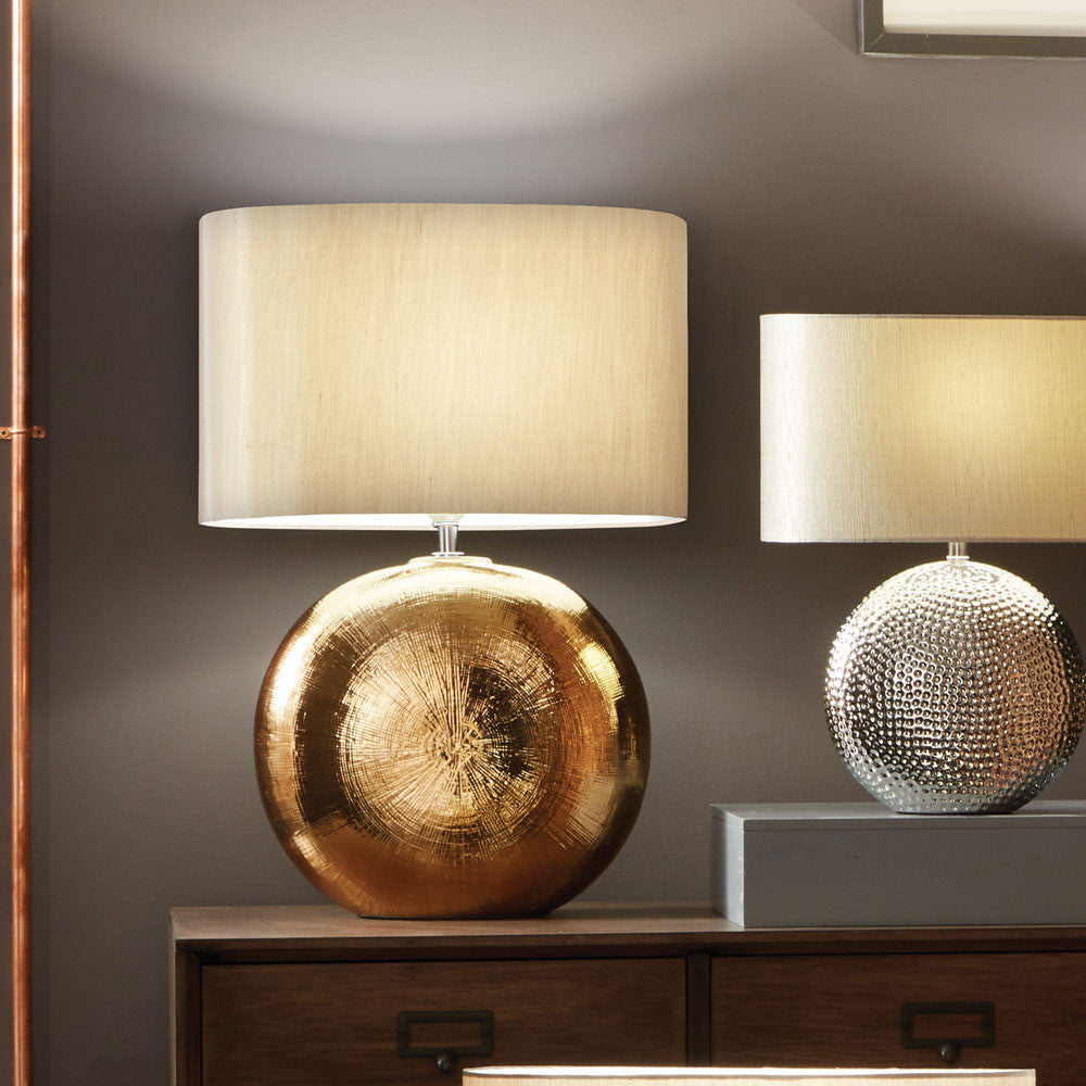 Olivia's Vera Textured Ceramic Table Lamp in Bronze