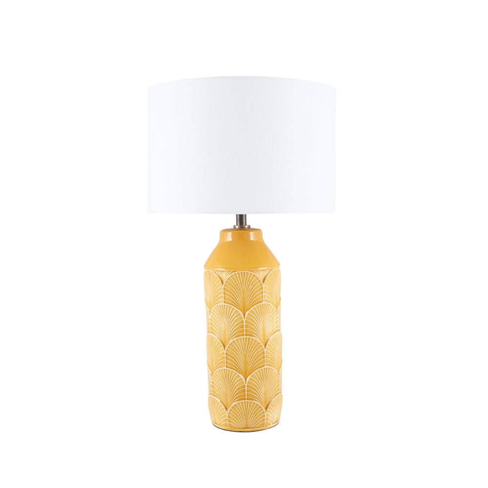 Olivia's Lucinda Embossed Ceramic Table Lamp in Mustard