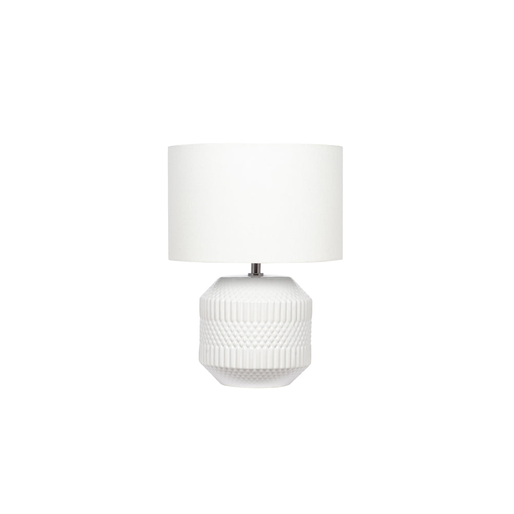 Olivia's Merida Small Geo Textured Ceramic Table Lamp in White