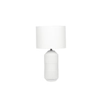 Olivia's Merida Tall Geo Textured Ceramic Table Lamp in White