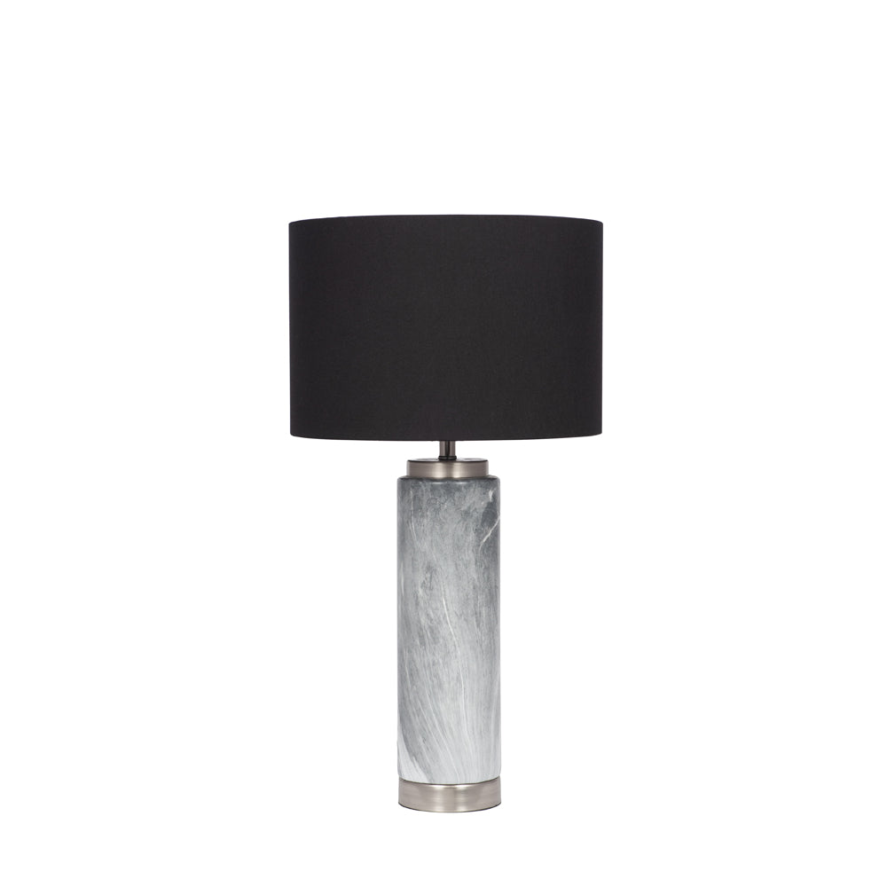 Olivia's Caria Tall Marble Effect Ceramic Table Lamp in Grey