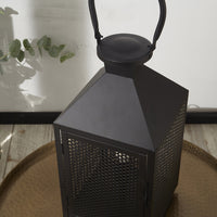 Olivia's Angelina Metal Punched Lantern Table Lamp in Matt Black