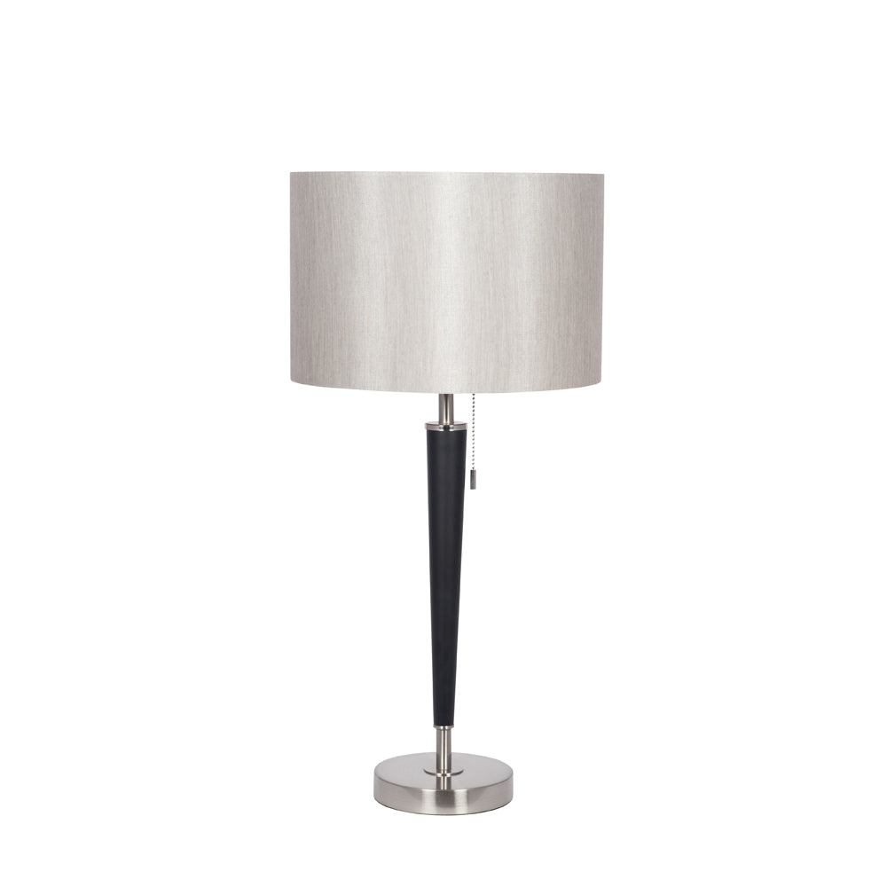 Olivia's Melanie Metal Table Lamp in Brushed Silver and Matt Black