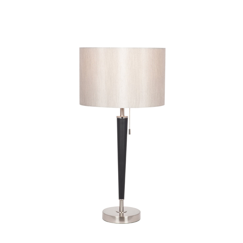 Olivia's Melanie Metal Table Lamp in Brushed Silver and Matt Black