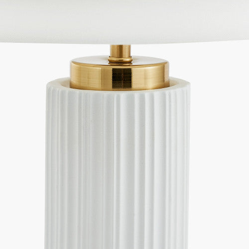 Olivia's Kirsty Textured Ceramic and Metal Table Lamp in White & Gold