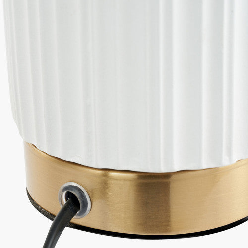 Olivia's Kirsty Textured Ceramic and Metal Table Lamp in White & Gold