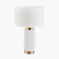 Olivia's Kirsty Textured Ceramic and Metal Table Lamp in White & Gold