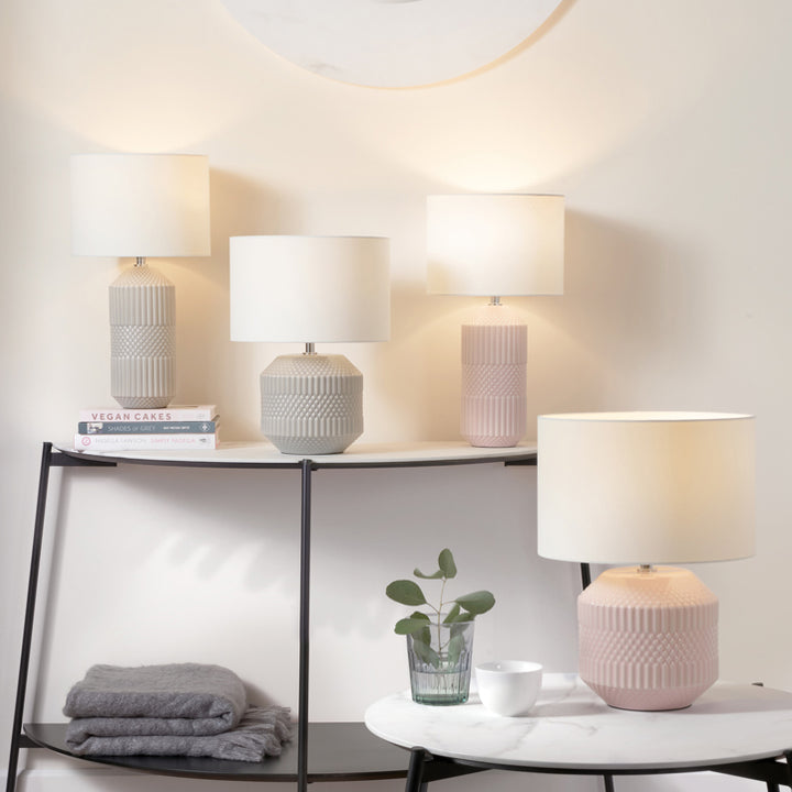 Terrie Geo Textured Tall Ceramic Table Lamp - Grey Pacific Lifestyle 8