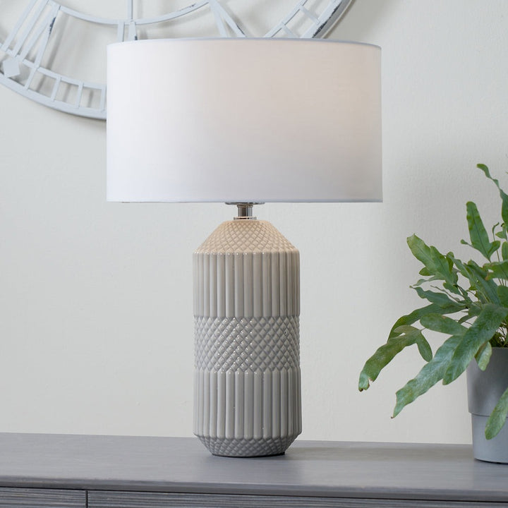 Terrie Geo Textured Tall Ceramic Table Lamp - Grey Pacific Lifestyle 9