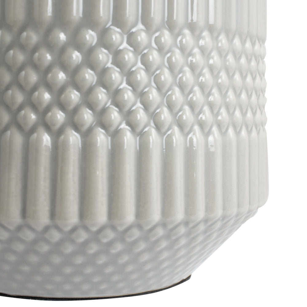 Olivia's Terrie Geo Textured Ceramic Table Lamp in Grey