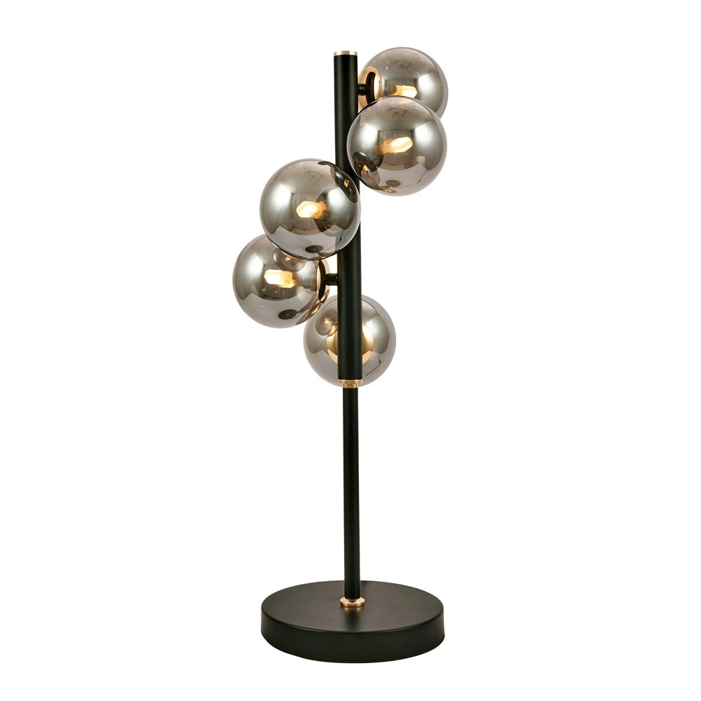 Olivia's Serena Table Lamp in Smoke Glass and Black Metal