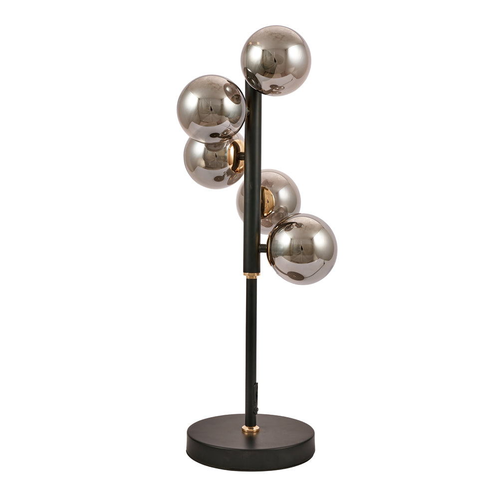 Olivia's Serena Table Lamp in Smoke Glass and Black Metal