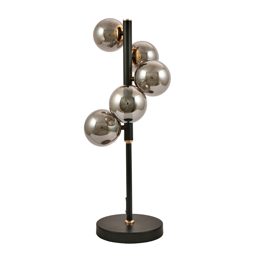 Olivia's Serena Table Lamp in Smoke Glass and Black Metal