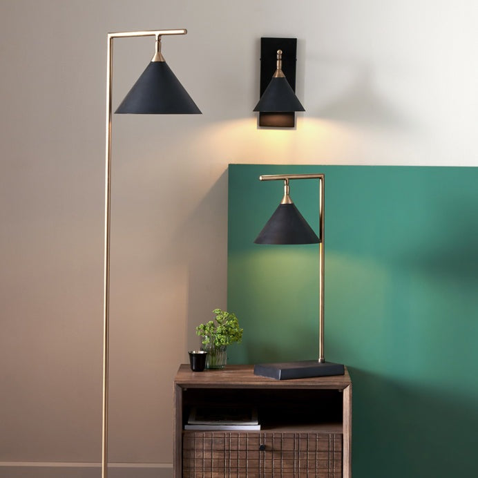 Olivia's Netty Table Lamp in Matt Black and Antique Brass