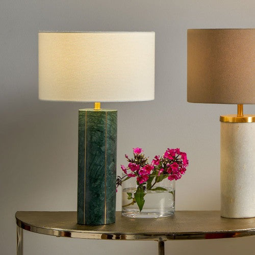 Olivia's Naples Marble and Gold Metal Tall Table Lamp in Green