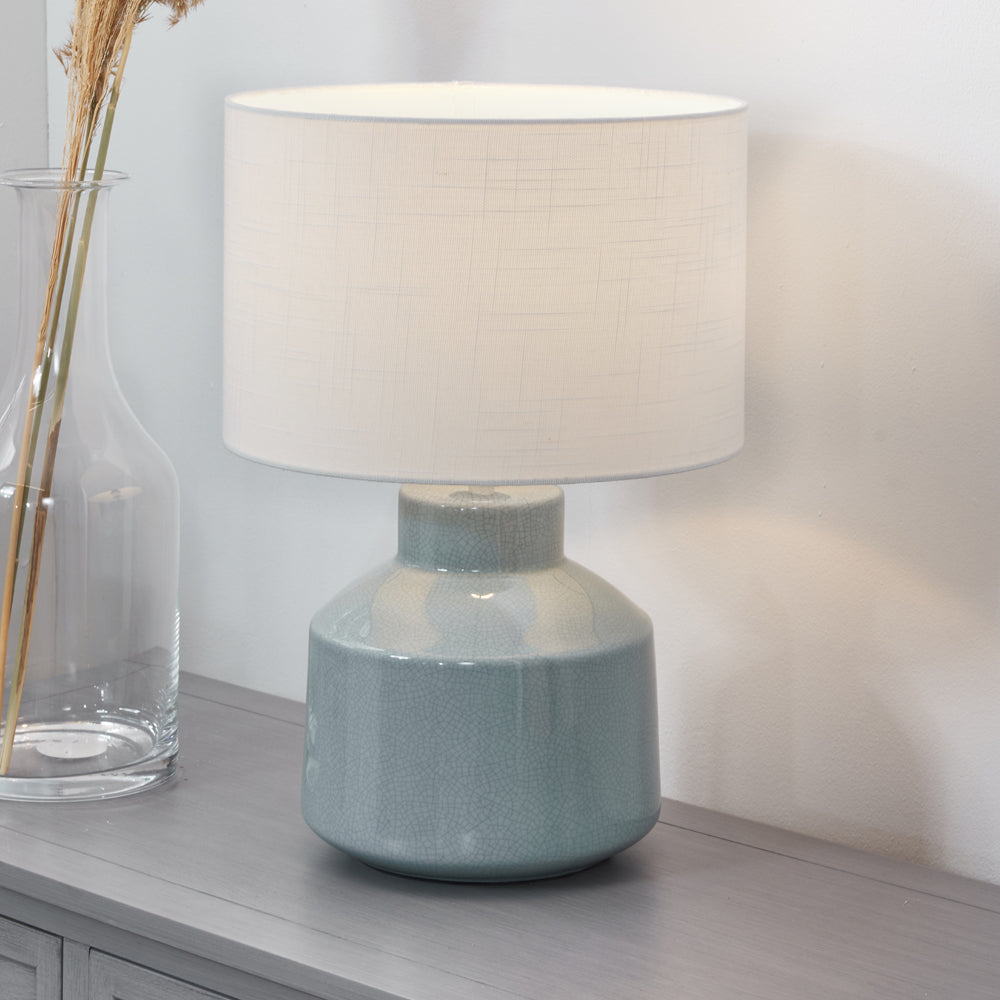Olivia's Nala Crackle Effect Table Lamp in Duck Egg Blue