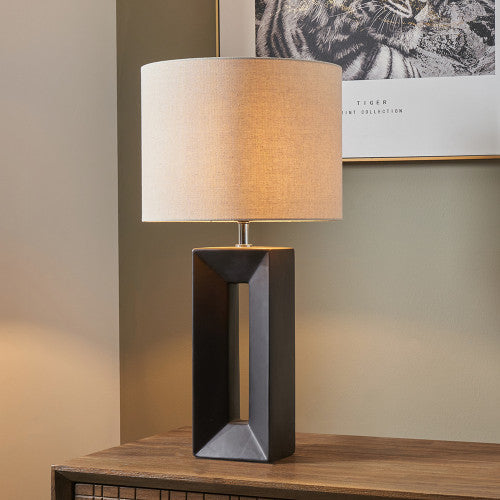 Olivia's Joji Ceramic Tall Table Lamp in Black