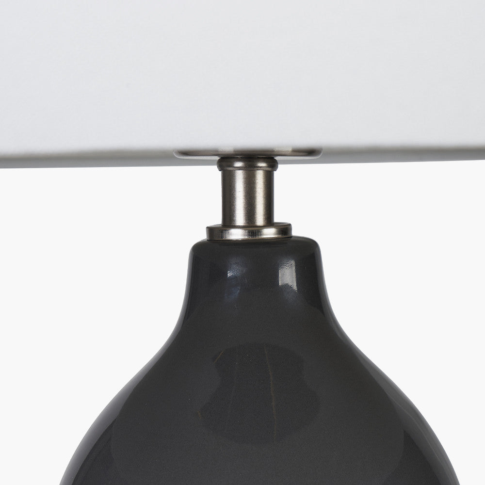 Olivia's Leonardo Black Ceramic Table Lamp With Brushed Gold Metal Detail