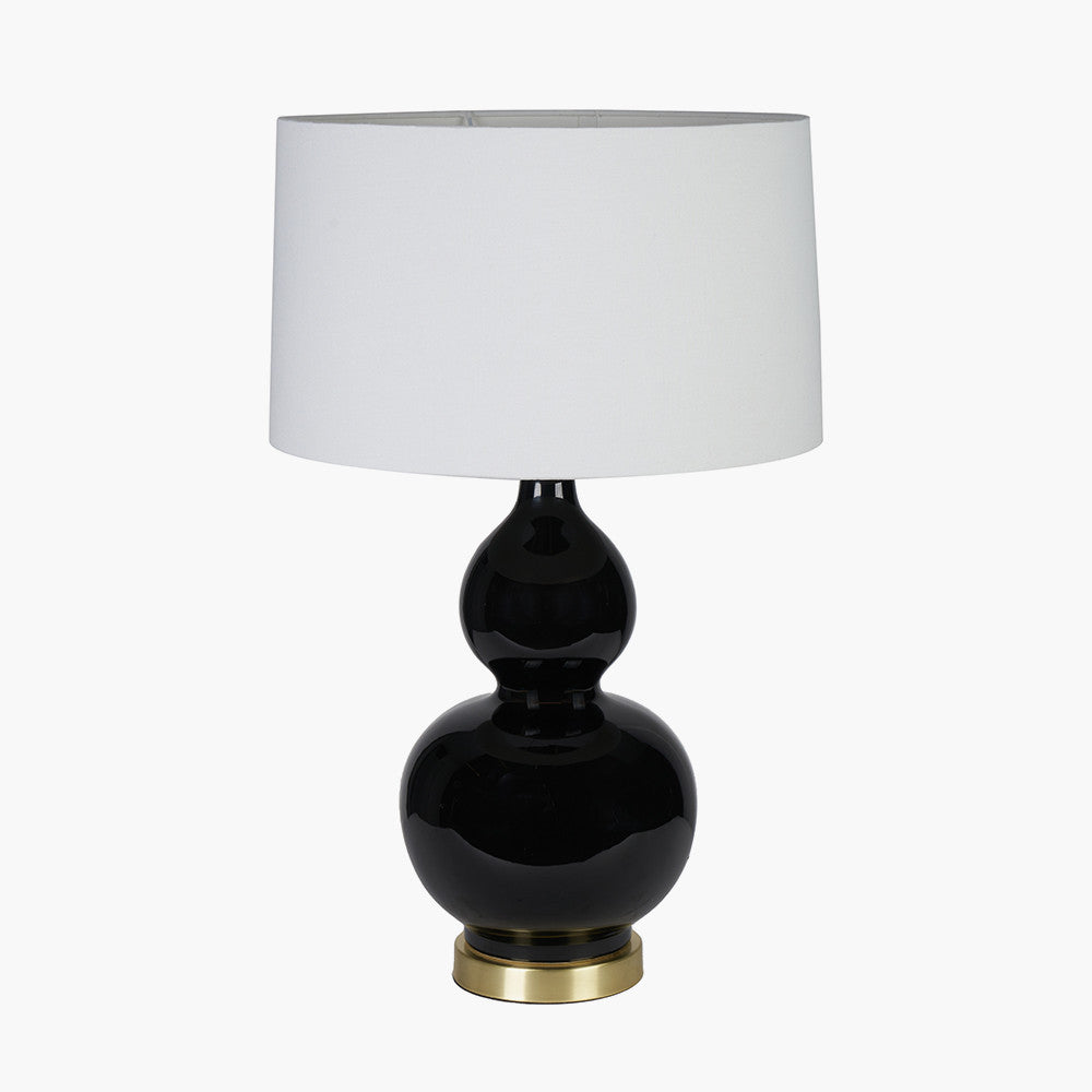 Olivia's Leonardo Black Ceramic Table Lamp With Brushed Gold Metal Detail