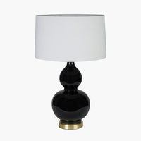 Olivia's Leonardo Black Ceramic Table Lamp With Brushed Gold Metal Detail