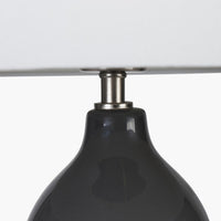 Olivia's Leonardo Grey Ceramic Table Lamp With Brushed Silver Metal Detail