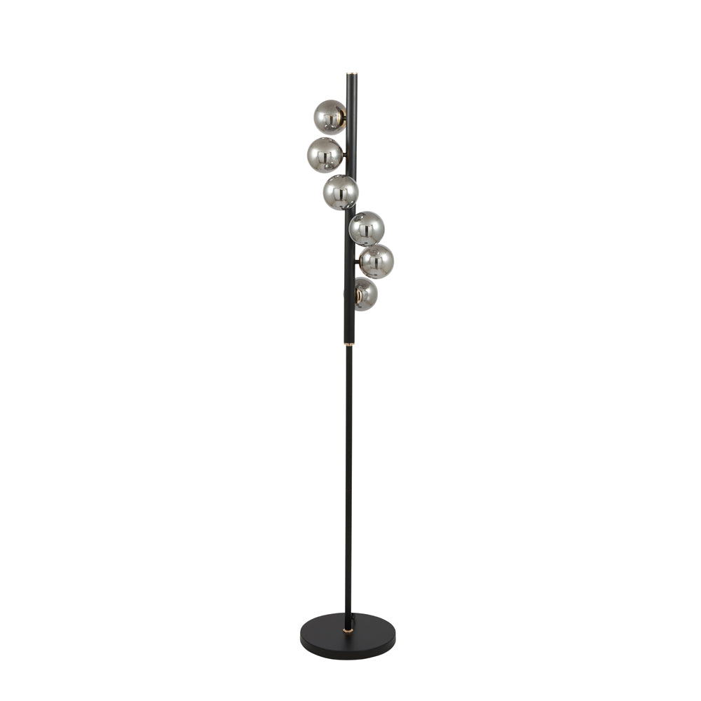 Olivia's Serena Floor Lamp in Smoke Glass and Black Metal