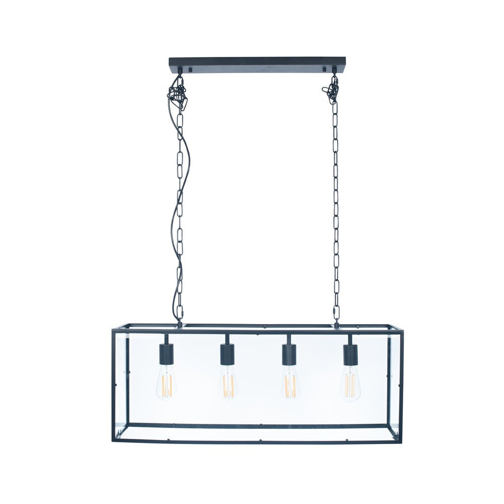 Olivia's Krissy Metal and Glass Four Bulb Pendant in Matt Black