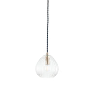 Olivia's Elana Clear Ribbed Glass Tall Teardrop Pendant