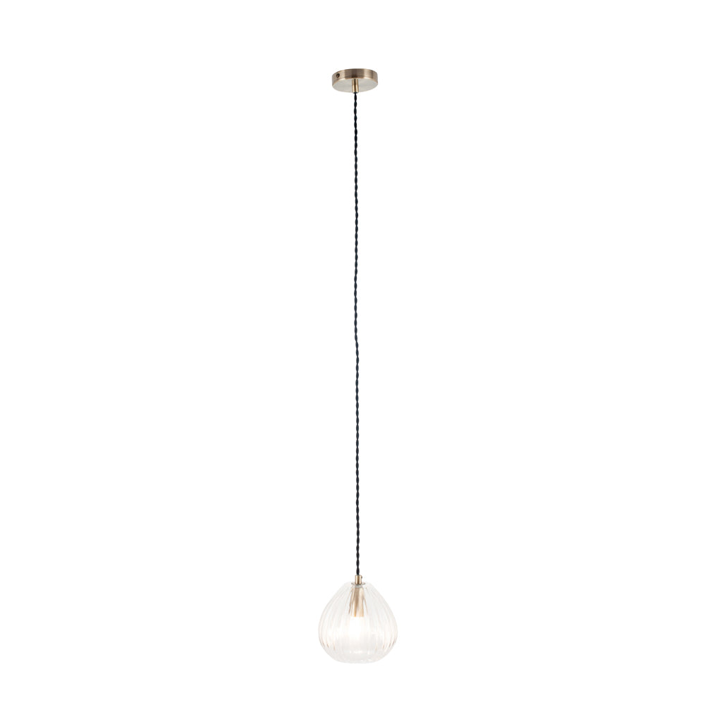 Olivia's Elana Clear Ribbed Glass Tall Teardrop Pendant