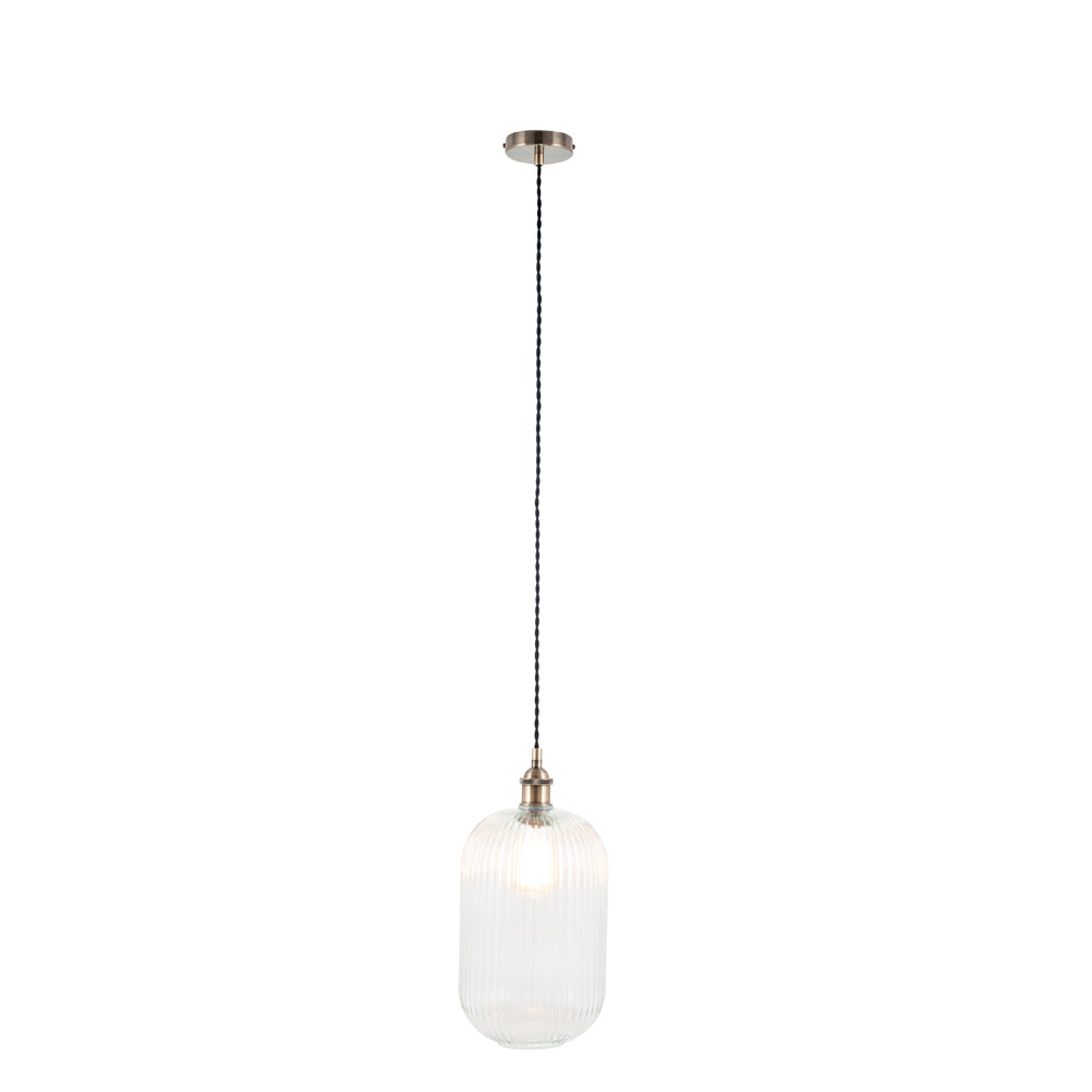 Olivia's Abby Tall Clear Ribbed Glass Pendant