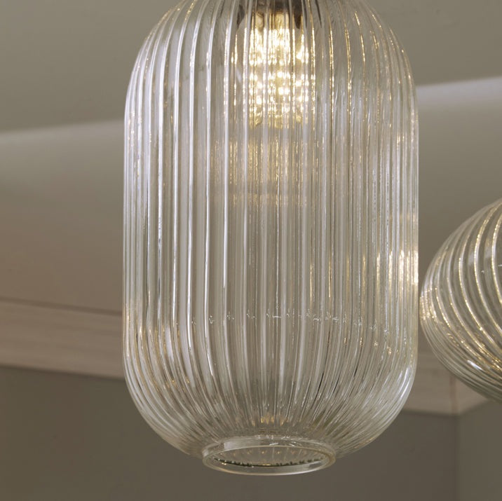 Olivia's Abby Tall Clear Ribbed Glass Pendant