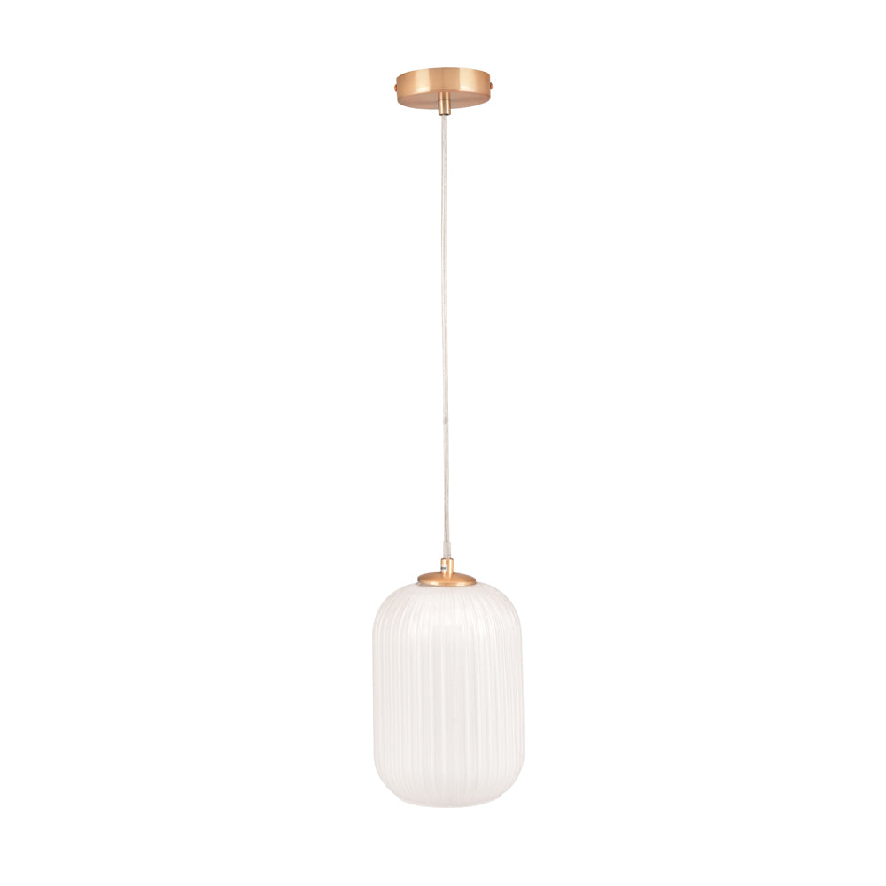 Olivia's Kara Ribbed Glass Pendant in White & Gold