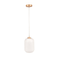 Olivia's Kara Ribbed Glass Pendant in White & Gold