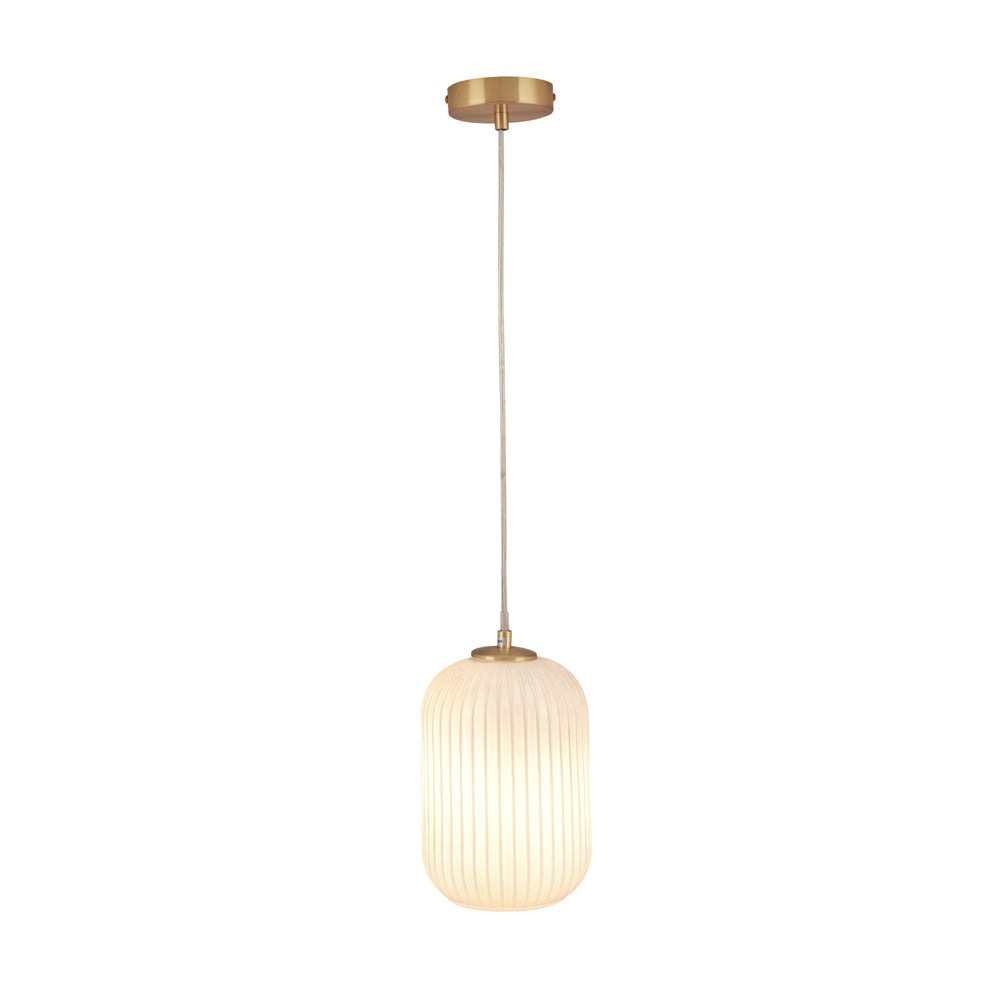 Olivia's Kara Ribbed Glass Pendant in White & Gold